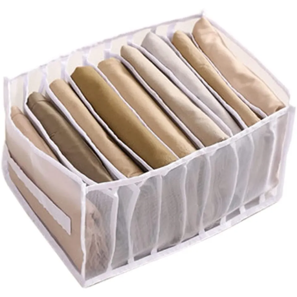 2023 Simple Durable Folding Drawer Organizers Clothes Mesh Jeans Compartment Storage Box Closet Organizer For Clothes