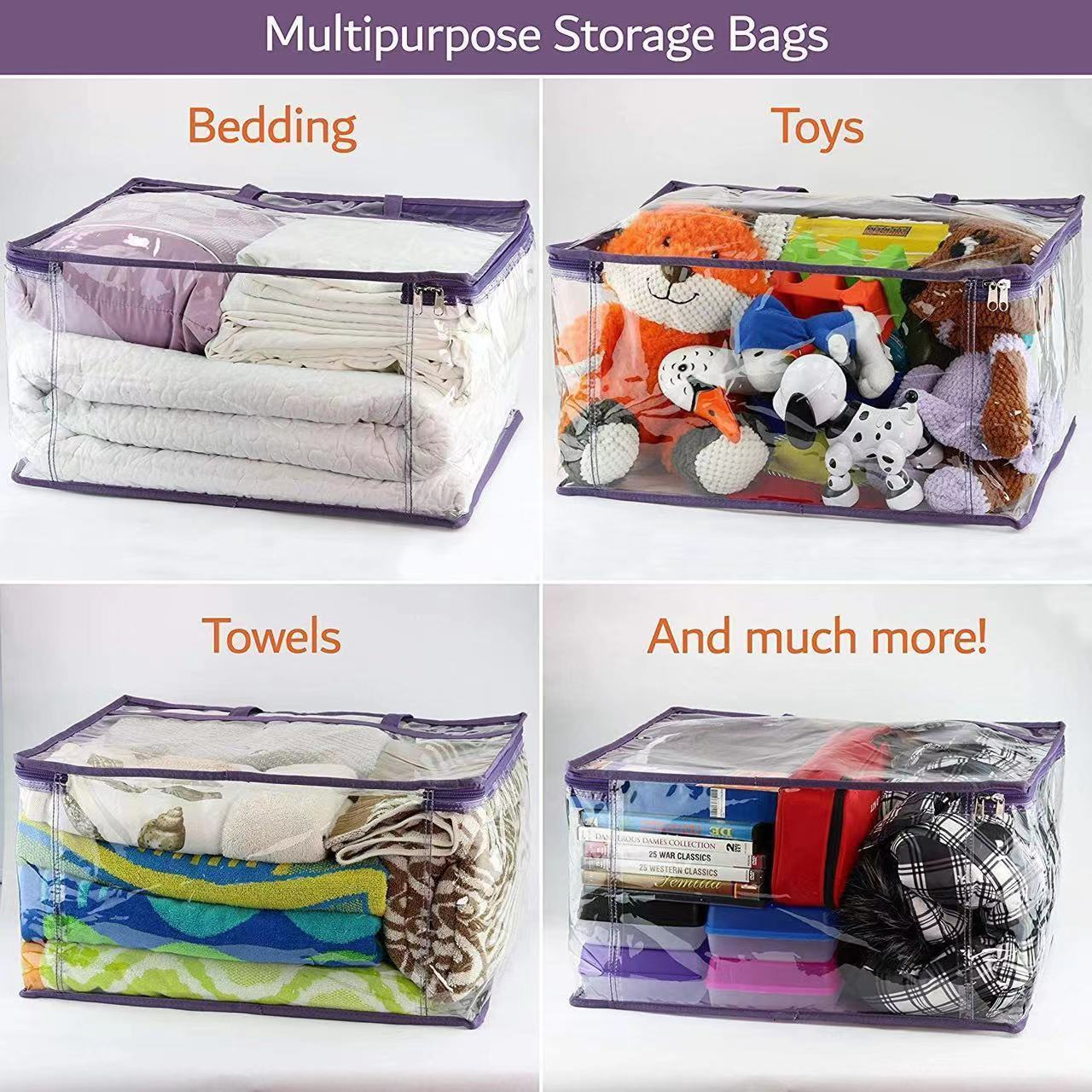 High Quality Clear Pvc Zippered Storage Bags Closet Organizer Bag For Bedding Linen Blanket Duvet Covers Comforters Clothes