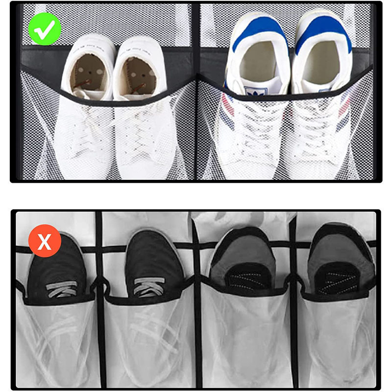 Breathable Fabric Over The Door Hanging Shoe Organizer, Big Pocket Size Over the Door Complete with 4 Strong Metal Hook