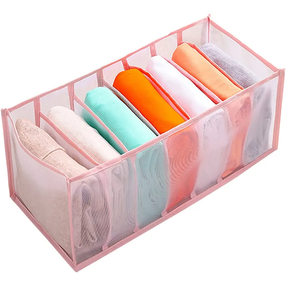 2023 Simple Durable Folding Drawer Organizers Clothes Mesh Jeans Compartment Storage Box Closet Organizer For Clothes