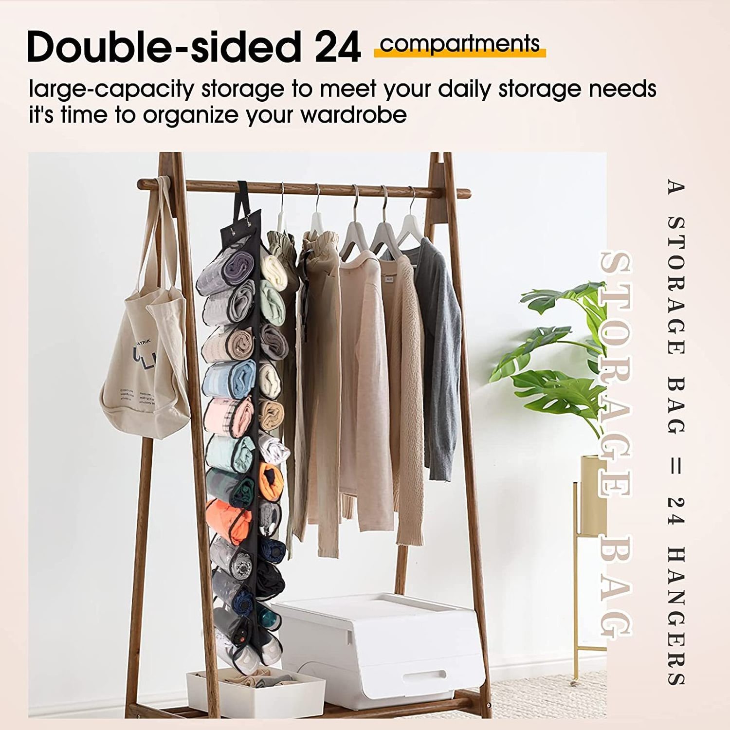 2023TOP 24 Roll Yoga Legging Storage Organizer Hanging Storage Bag Clothes T-Shirt Towel Underwear Closets Roll Holder