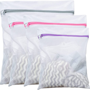 Hot selling polyester mesh laundry bag home machine-washed bra protective washing bag travel portable zipper storage bag