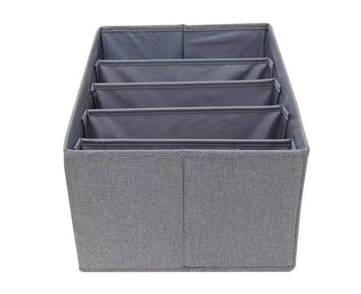 Foldable Linen Fabric Wardrobe Organizers 5 Grids Divider Boxes Collapsible Jeans Storage Organizer