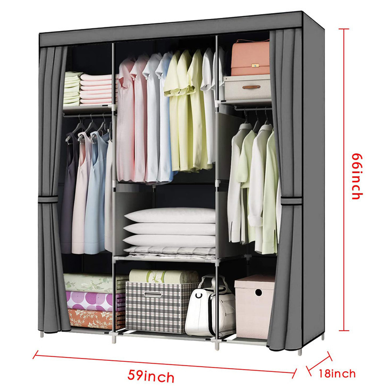 Hot Sell Foldable Diy Solid Wood Clothes Storage Non Woven Fabric Portable Wardrobe Fabric Cloth Closet