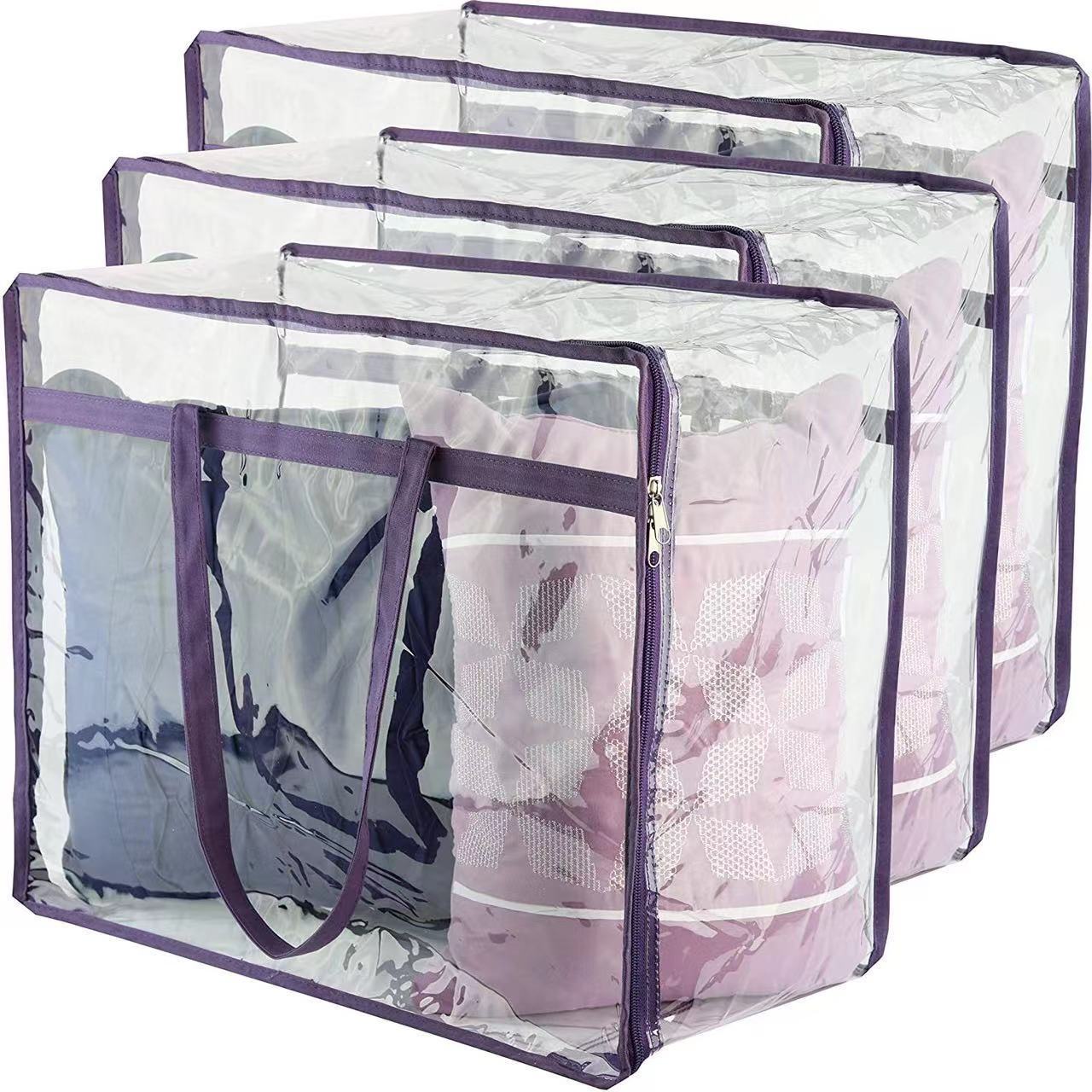 High Quality Clear Pvc Zippered Storage Bags Closet Organizer Bag For Bedding Linen Blanket Duvet Covers Comforters Clothes