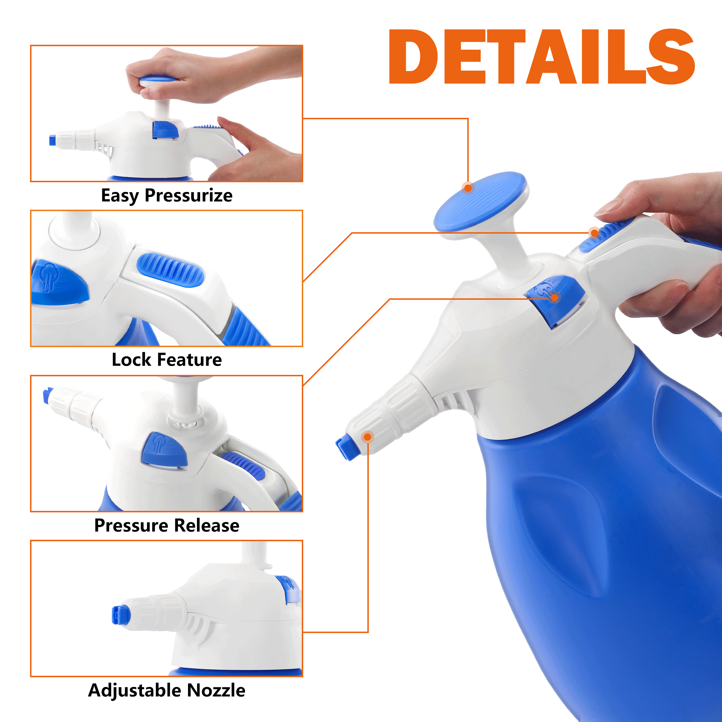 Customized 2l Pump Sprayer Car Washer Dual-Use Handheld Snow Foam Cannon Pressure Water Sprayer