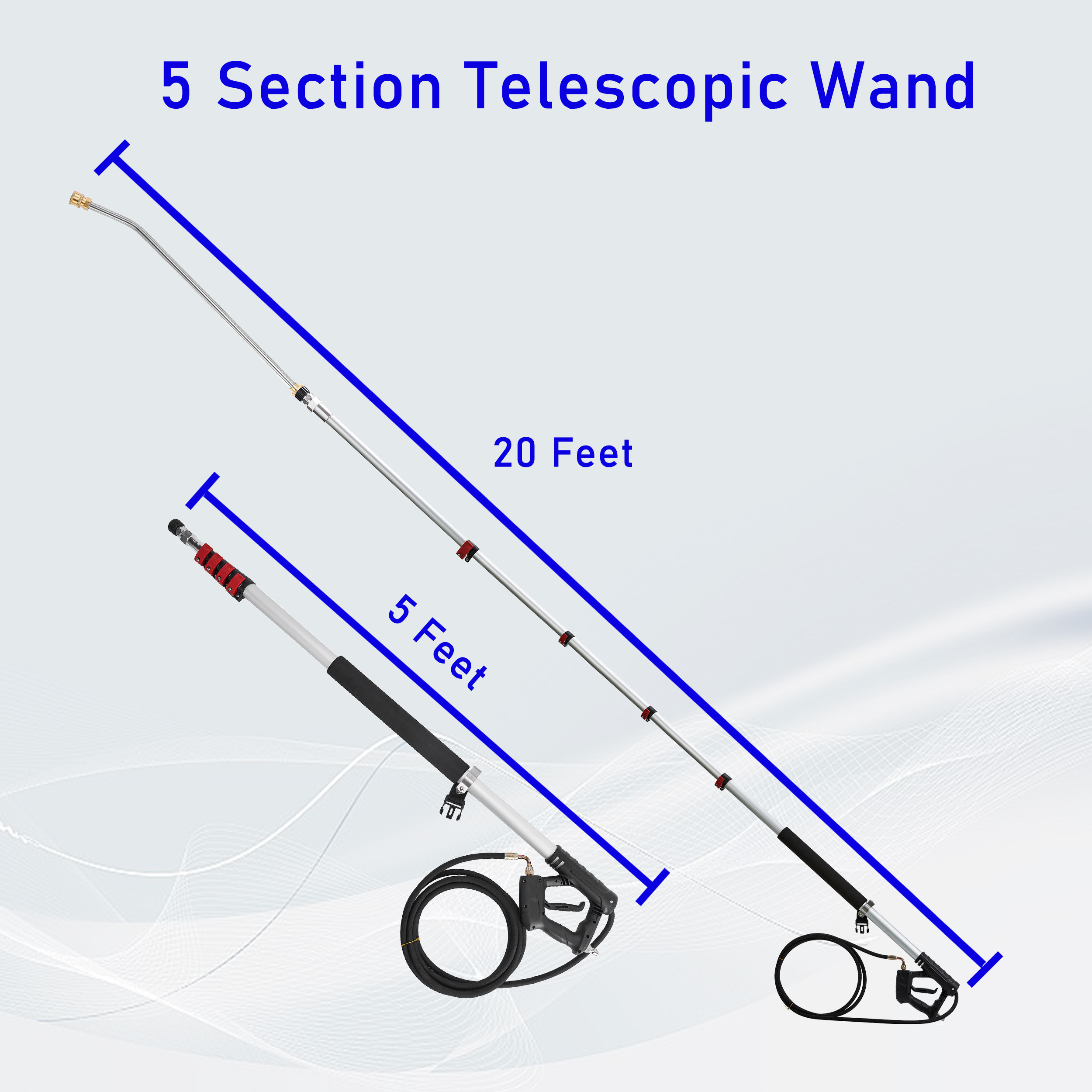 Telescopic Pressure Washer Wand 20 Ft Power Washer Aluminum Telescoping Spray Wand