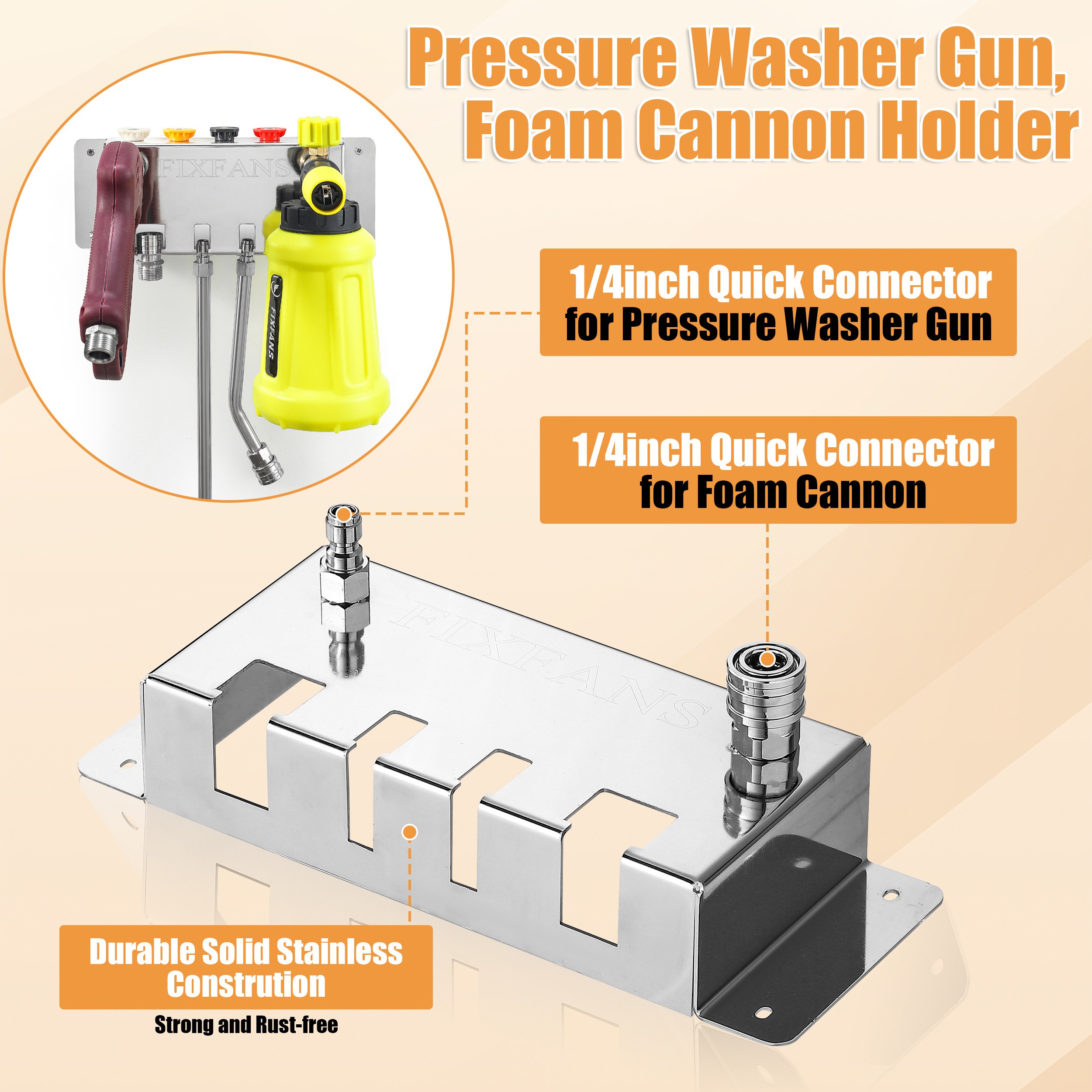 Pressure Washer Gun Holder Wall Mounted Storage Rack of Car Wash Accessories Snow Foam Cannon Bottle Holder