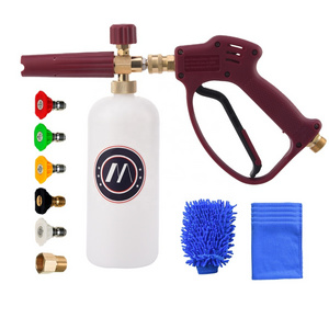 Pressure Washer Short Gun Car Wash Snow Foam Cannon Lance Soap Gun Foam Cannon Kit With 5 Nozzle Tips