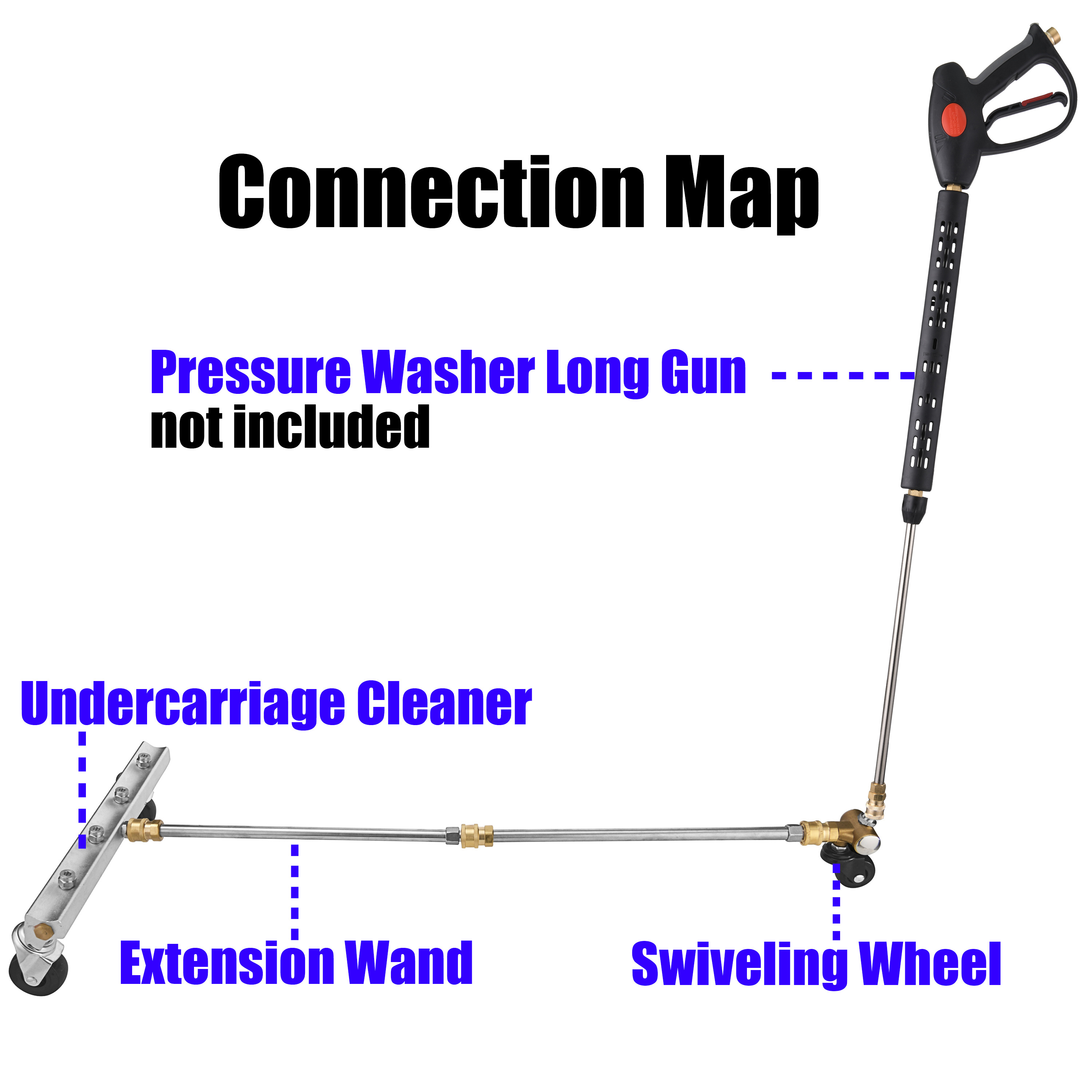 Pressure Washer Undercarriage Cleaner 13 Inch Under Car Washer Power Under Body Car Chassis Cleaner Washer With Swivel Wheel