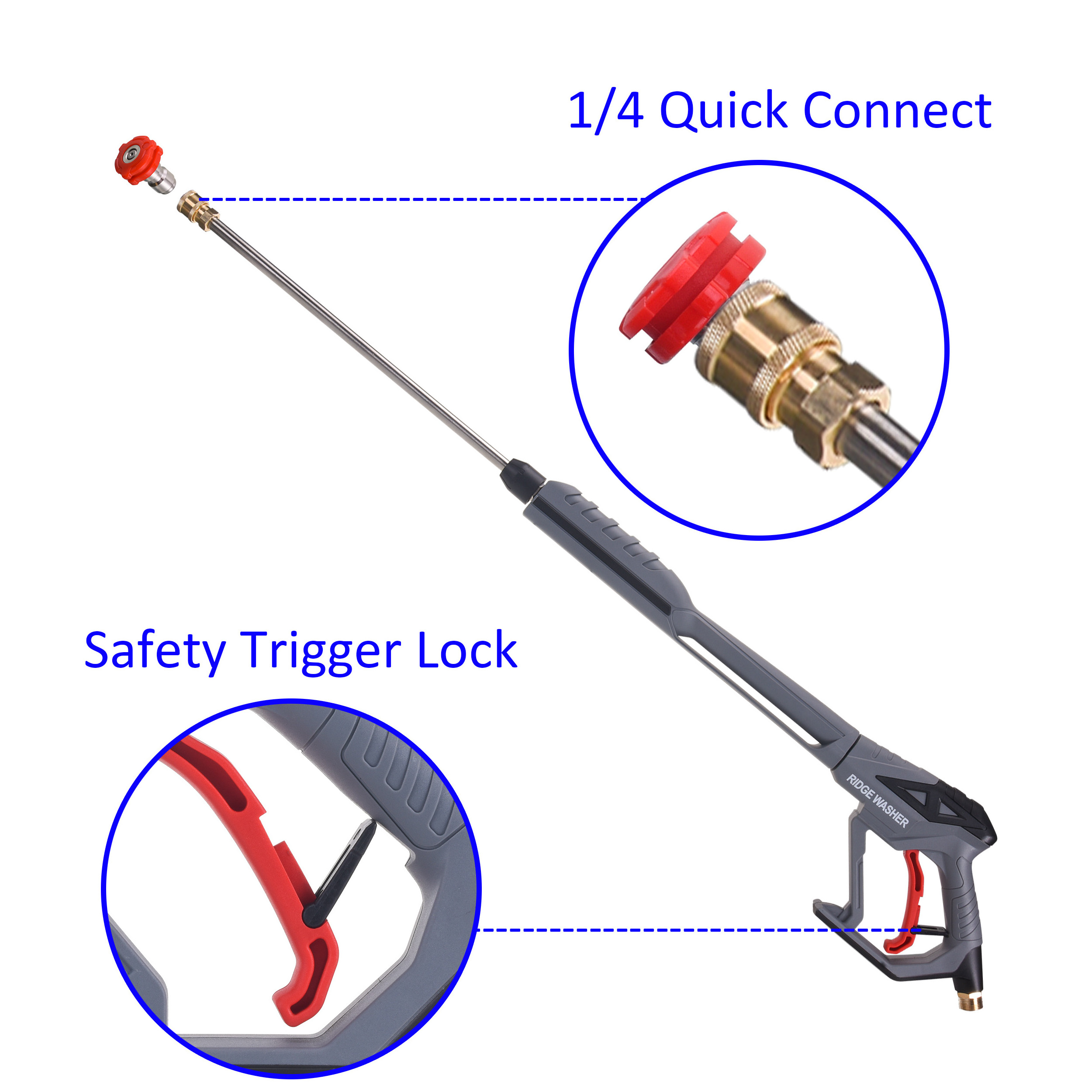 4000 Psi High Pressure Washer Gun With Extension Power Washer Spray Gun 5 Nozzle Tips