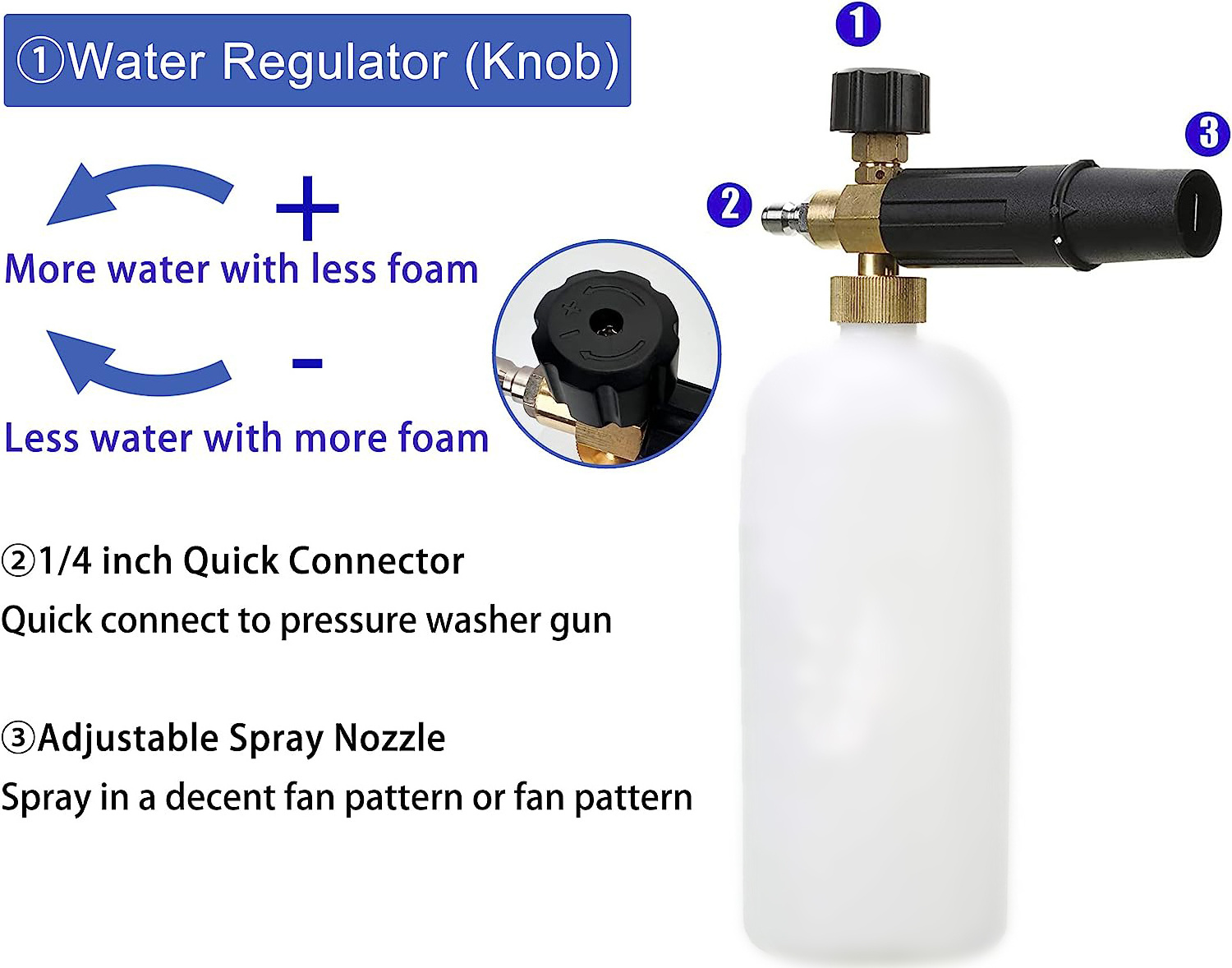 Pressure Washer Accessories Snow Foam Lance Car Wash Foam Blaster Cannon Sprayer With 5 Nozzles