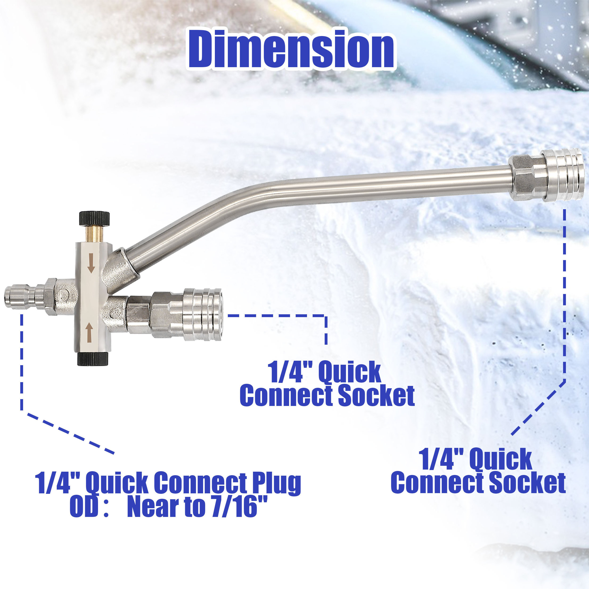 New Design Snow Foam Cannon Double Valve Extension Rod Double Tip Attachment For Fast Switching Car Washing