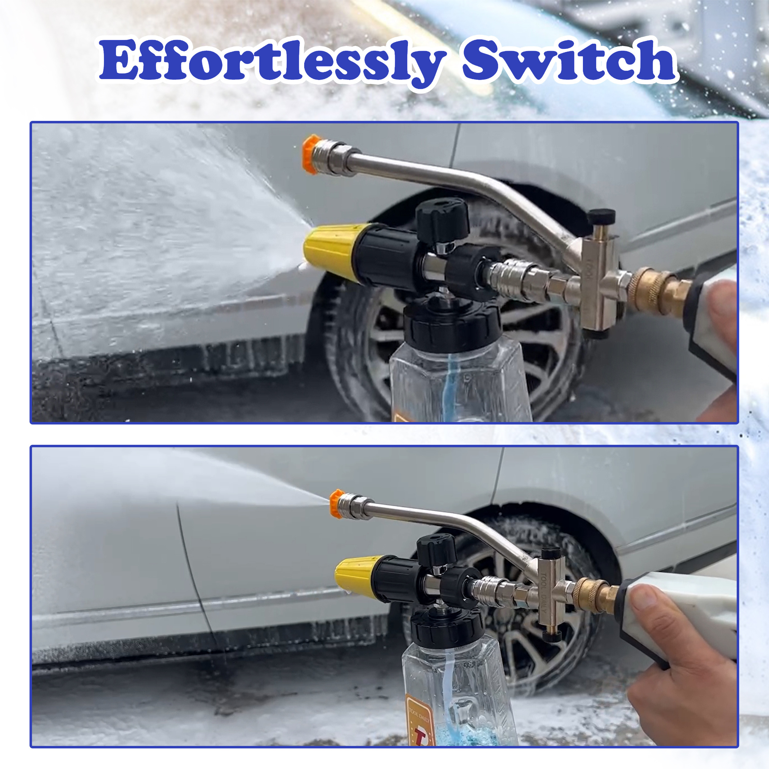 Pressure Washer Snow Foam Cannon Car Wash Electric Foam Cannon With Dual-Connector Accessory