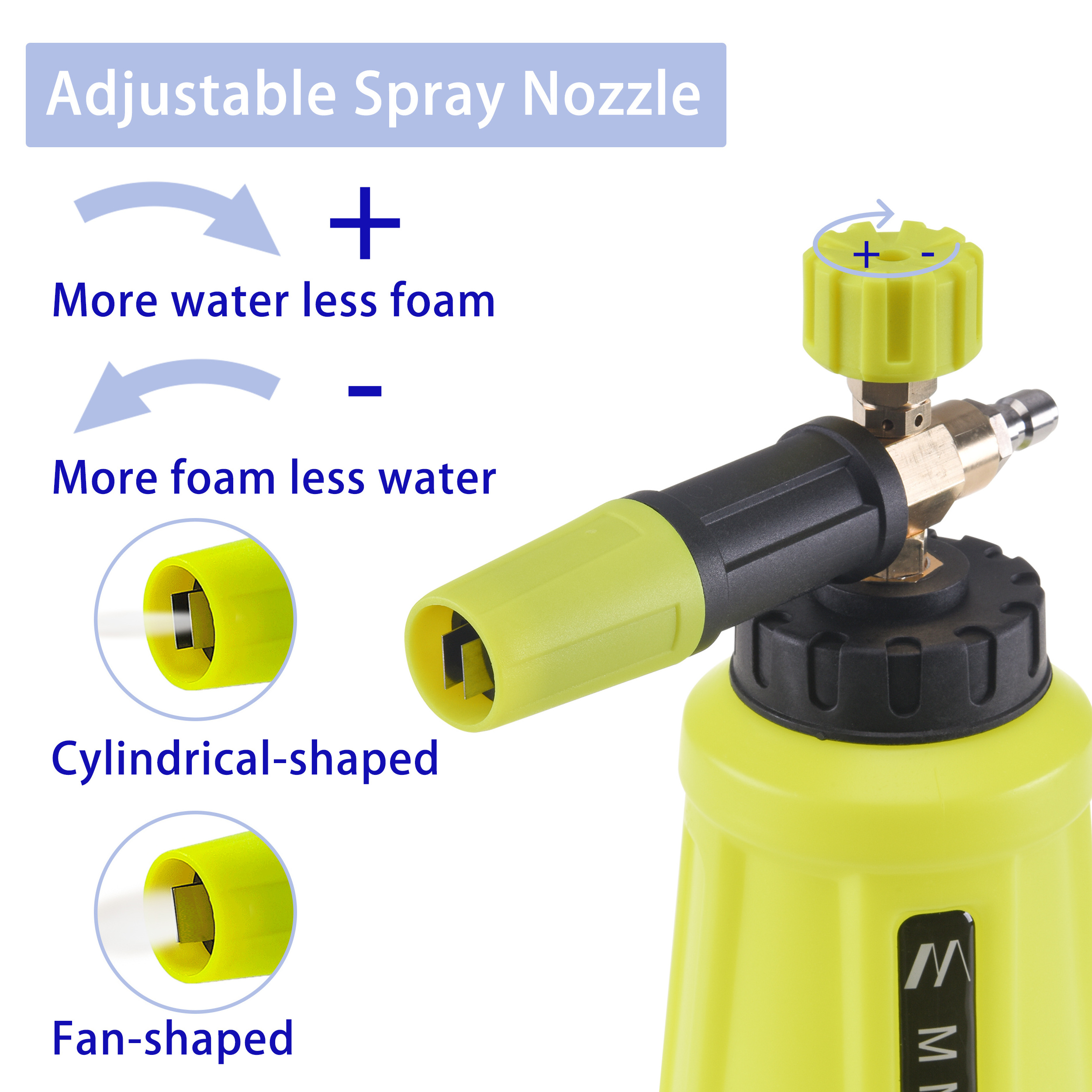 Car Wash Adjustable Foam Cannon Sprayer 1 L Pressure Washer Snow Foam Cannon Lance With 1/4 Inch Quick Connector