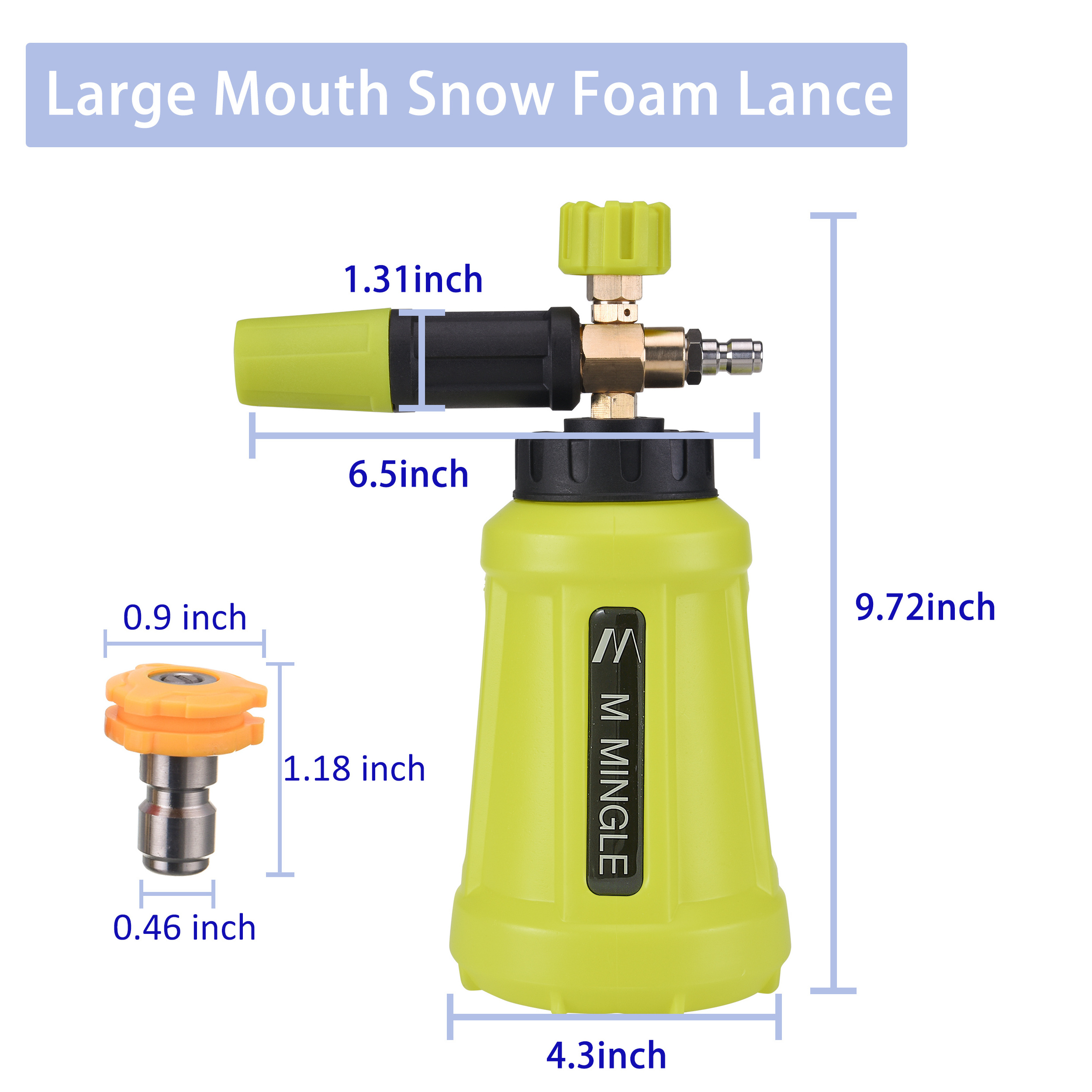 Car Wash Adjustable Foam Cannon Sprayer 1 L Pressure Washer Snow Foam Cannon Lance With 1/4 Inch Quick Connector