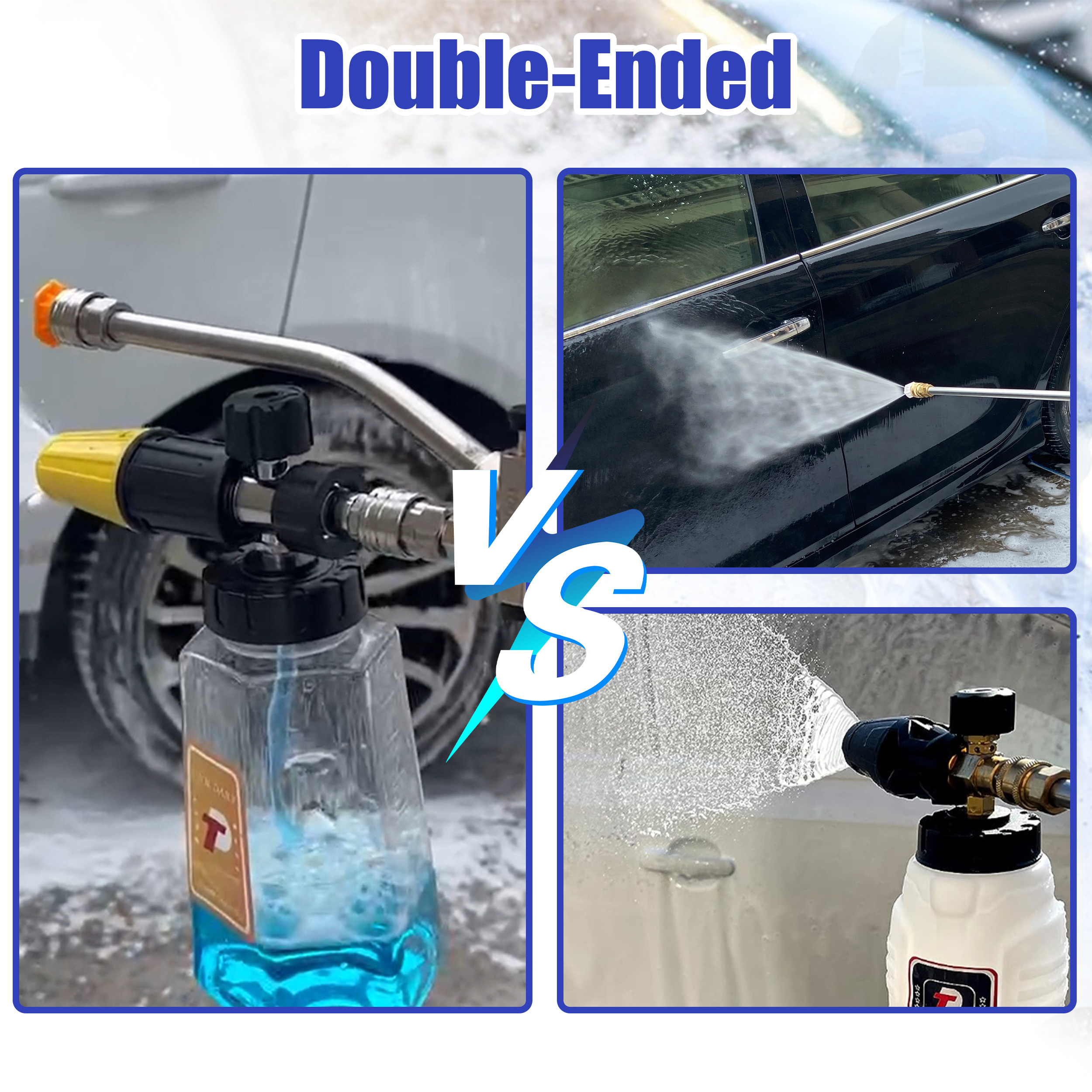 New Design Snow Foam Cannon Double Valve Extension Rod Double Tip Attachment For Fast Switching Car Washing