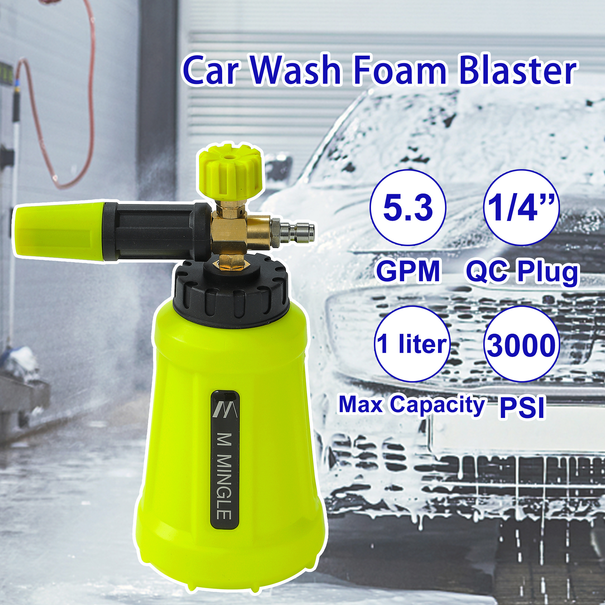 Car Wash Adjustable Foam Cannon Sprayer 1 L Pressure Washer Snow Foam Cannon Lance With 1/4 Inch Quick Connector