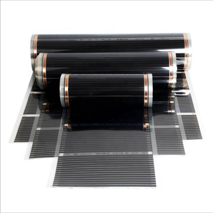 OEM Wholesale Korea PTC Graphene Electric Warm Floor Heated 12v-230v 60w-800w Carbon Heating Film System Under Carpet Foil Mat