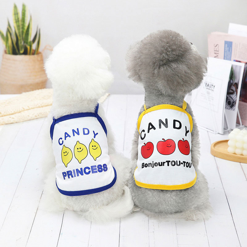 Spring summer pet clothing letter cartoon printed cats clothes small medium-sized suspenders dogs clothing For Teddy Pomeranian