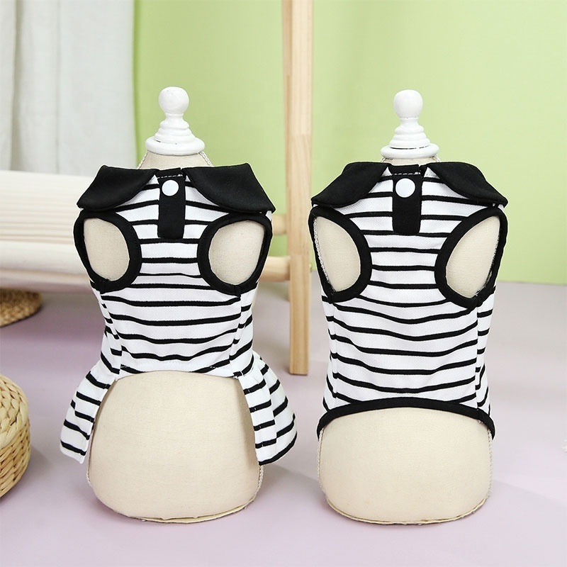 wholesale Spring small dog clothes striped T-shirt breathable cat skirt Cute fashionable Pet Dress summer clothes for dog Cat