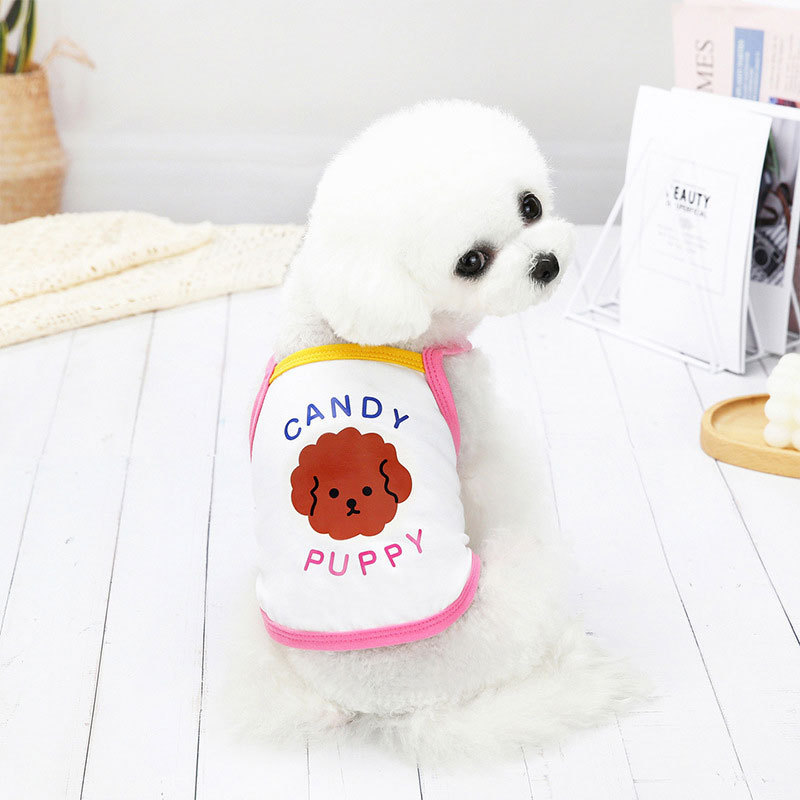 Spring summer pet clothing letter cartoon printed cats clothes small medium-sized suspenders dogs clothing For Teddy Pomeranian