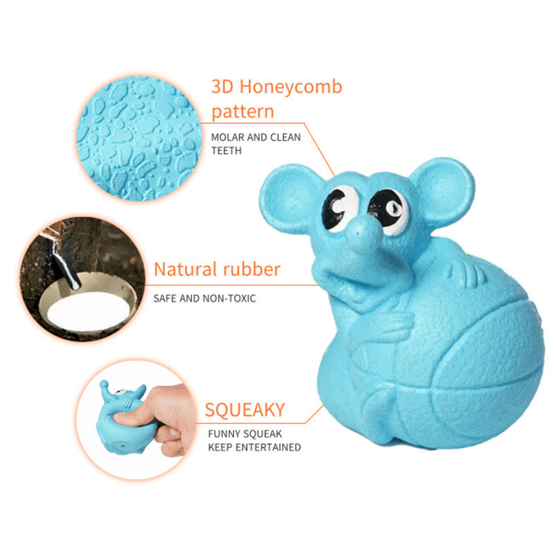 Wholesale Natural Rubber dog toys bulk Mouse Shape Ball Squeak pet toys custom logo Pet Bite Catch Playing Chewing Toy