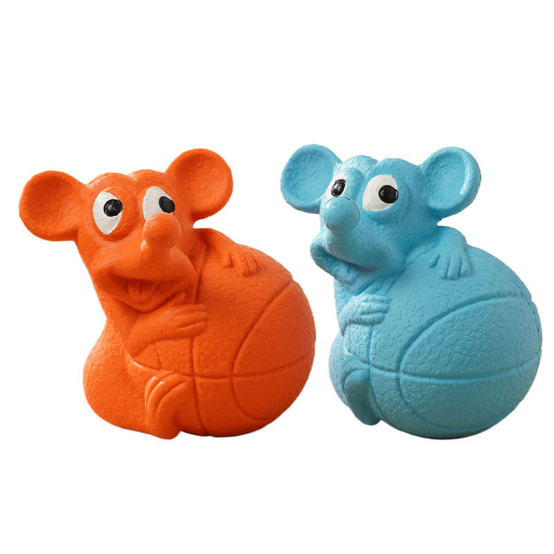 Wholesale Natural Rubber dog toys bulk Mouse Shape Ball Squeak pet toys custom logo Pet Bite Catch Playing Chewing Toy