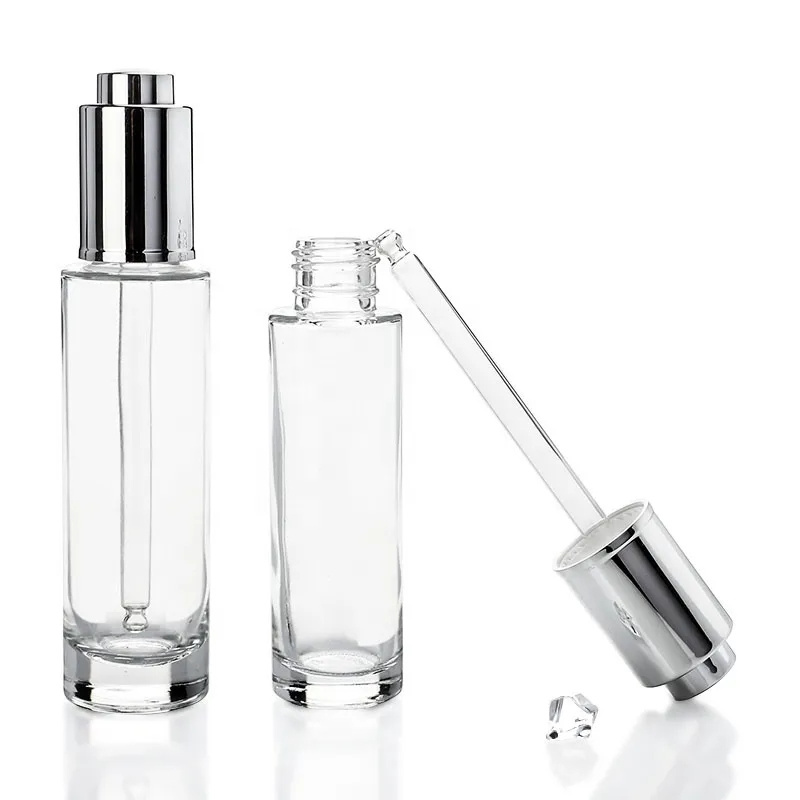 Luxury Dropper Bottle 30ml Skin Care Serum Bottle Container With Aluminium Pressing Dropper Bottle