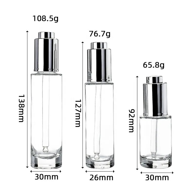 Luxury Dropper Bottle 30ml Skin Care Serum Bottle Container With Aluminium Pressing Dropper Bottle