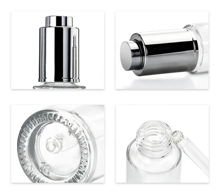 Luxury Dropper Bottle 30ml Skin Care Serum Bottle Container With Aluminium Pressing Dropper Bottle