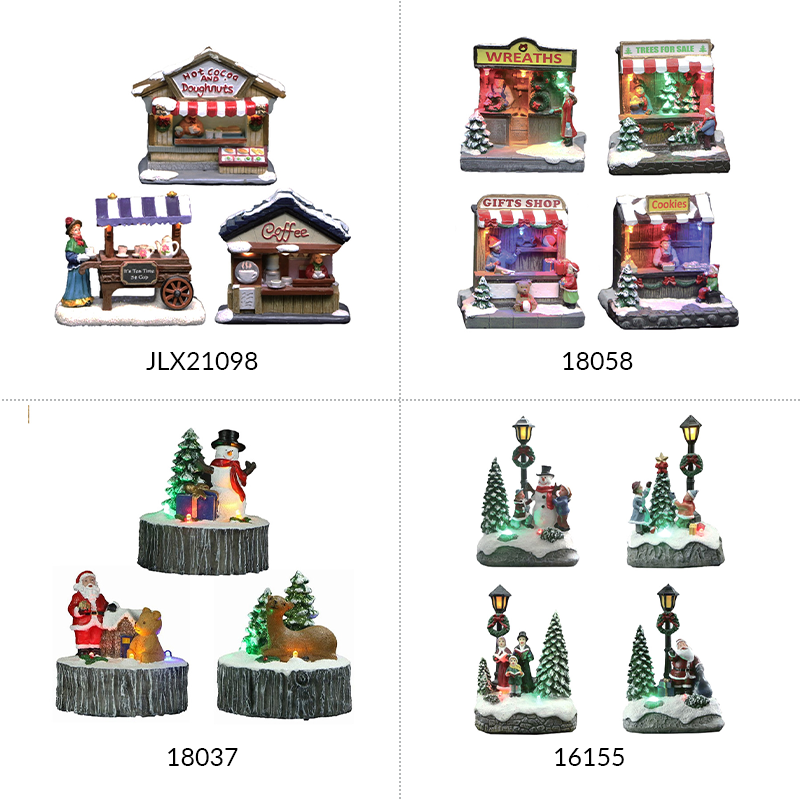 Wonderland fairground Castle Ornaments Flying ferries dashing aminoresins Snow cane store christmas village resin