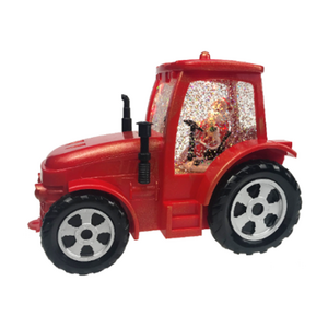 BestSelling warm led red Unique tractor look Christmas theme Santa Clause driving car swirling glitter Wind Lamp water lantern