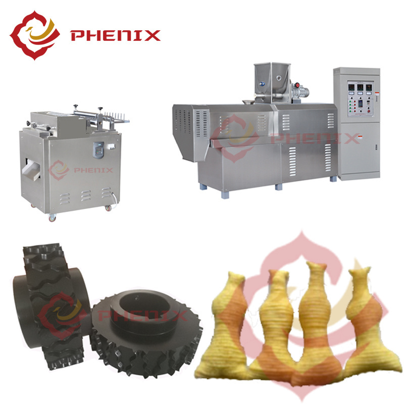 Small frying crispy 3d corn bugles pellets fried chips snacks food machine production line bugles making extruder machine