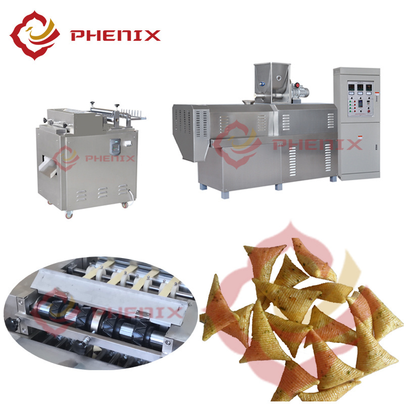 Small frying crispy 3d corn bugles pellets fried chips snacks food machine production line bugles making extruder machine