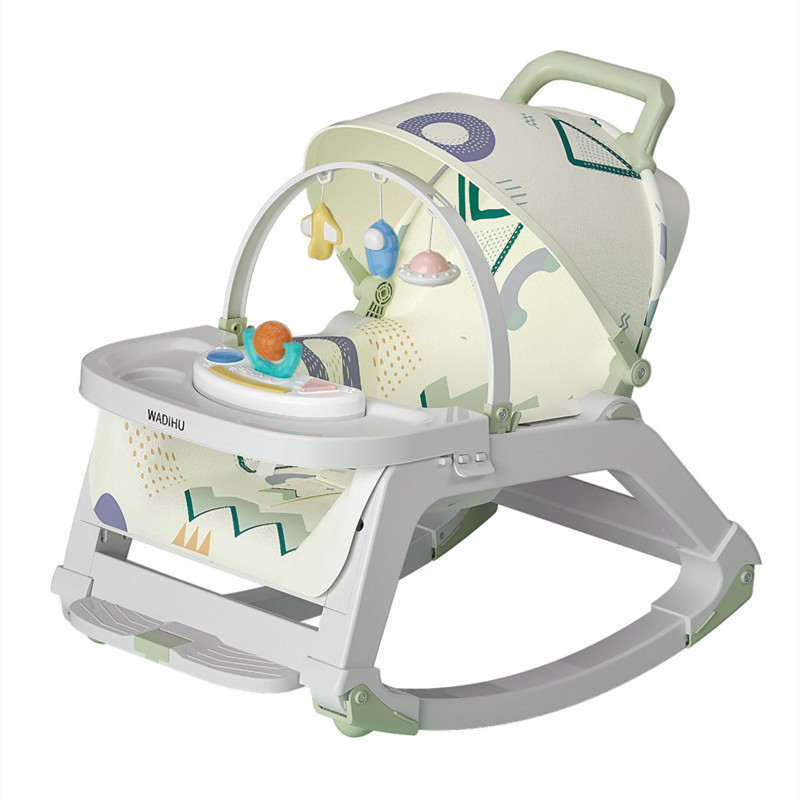 2022 New Unique Baby rocking chair with dinning and toy tray/Musical Electric baby rocker swing chair baby bouncer kid's chair