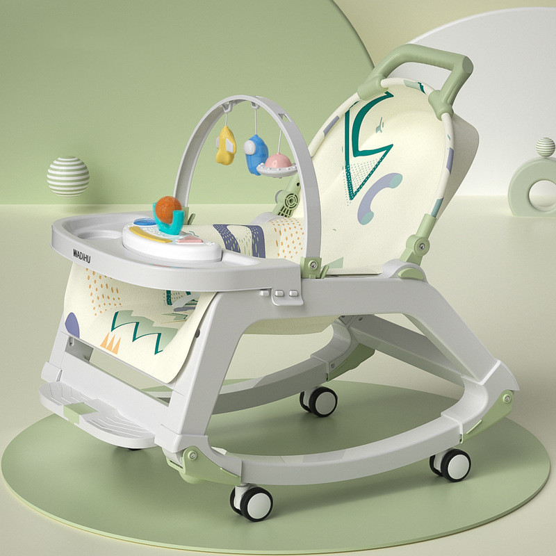 2022 New Unique Baby rocking chair with dinning and toy tray/Musical Electric baby rocker swing chair baby bouncer kid's chair