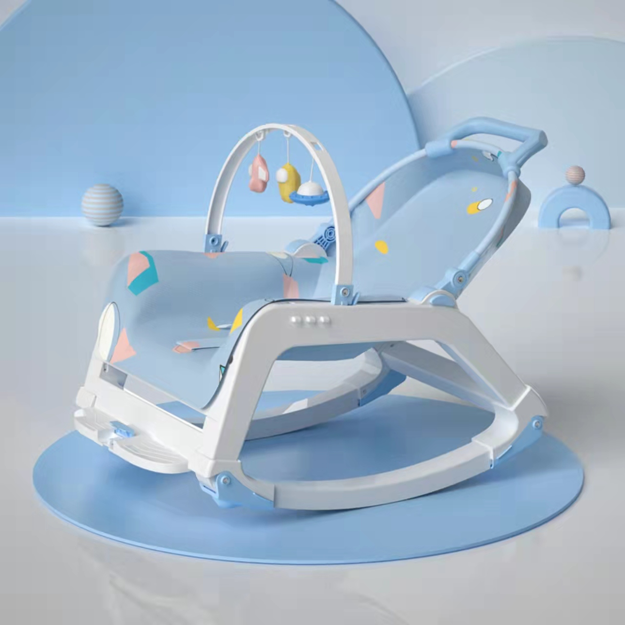 2022 New Unique Baby rocking chair with dinning and toy tray/Musical Electric baby rocker swing chair baby bouncer kid's chair