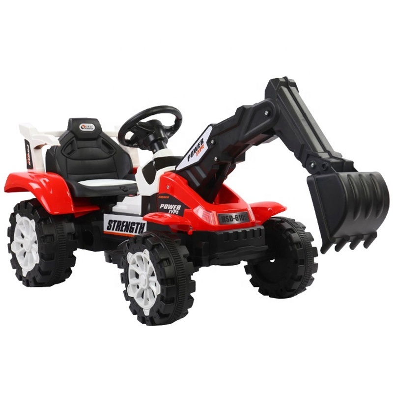 QS Newest Juguetes Electric Toys Cars 6V Engineering Vehicles Bulldozer Kids Ride On Excavator With Music Light