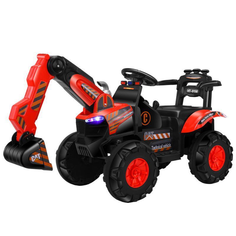 Fully electric arm dig children toy car armored chassis enlarged seat children excavator with early education light music