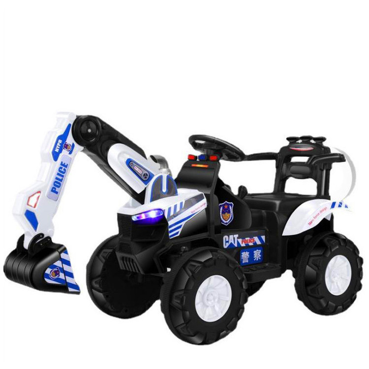 Fully electric arm dig children toy car armored chassis enlarged seat children excavator with early education light music