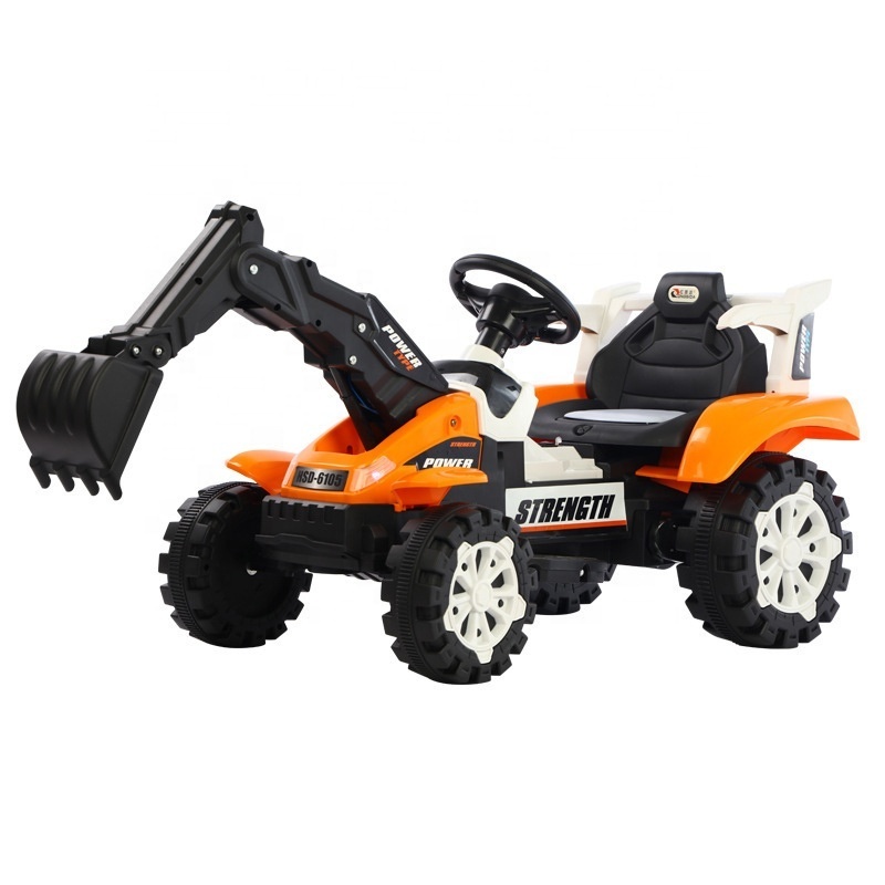 QS Newest Juguetes Electric Toys Cars 6V Engineering Vehicles Bulldozer Kids Ride On Excavator With Music Light