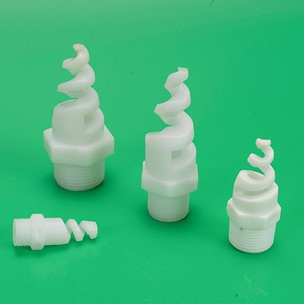 White plastic PP ABS 90/120 degre hollow cone pig tail spray jet spiral nozzle