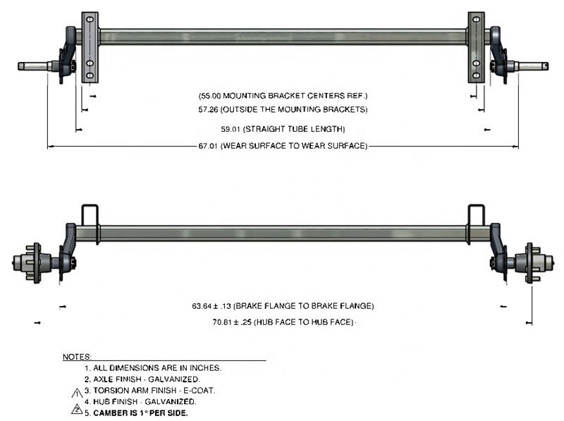 Superb Range of Trailer Half Rubber Torsion Axle with Wheel Hub