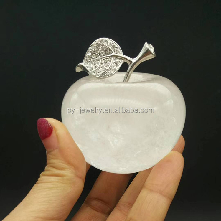 Gemstone Ornaments Hand Carved Crystal Rose Quartz Reiki Healing Apple  for Home Table Decor