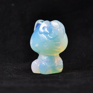 Gemstone Mix Hand Carved Healing Crystals Opal Cat Figurines Statues Home Decor kitty 1.5 inches