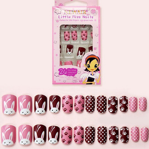 Hot Sale Press on Nails for Kids Children Acrylic Fake Nails Pre Glue Full Cover False Nail Art