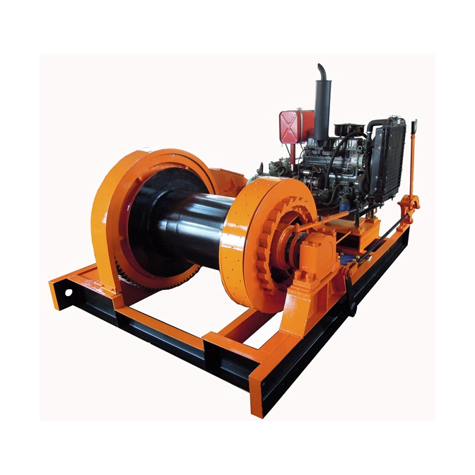 10Ton 15Ton Diesel Engine Powered Winch for marine construction mining pulling cable anchoring lifting material equipment tool