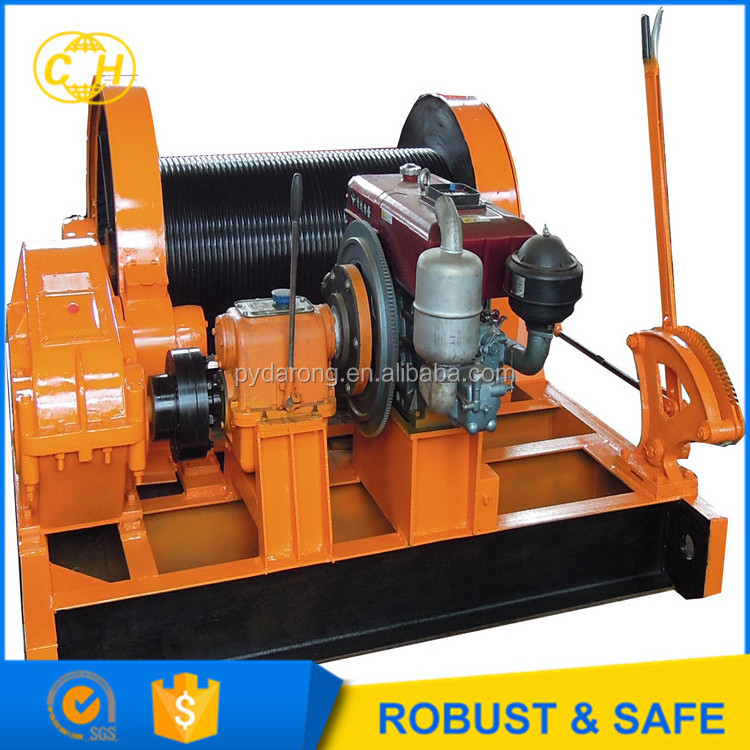 10Ton 15Ton Diesel Engine Powered Winch for marine construction mining pulling cable anchoring lifting material equipment tool