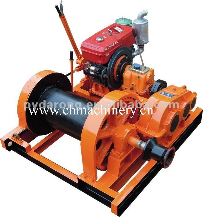 DIESEL DRIVE WINCH for barge anchoring and mooring